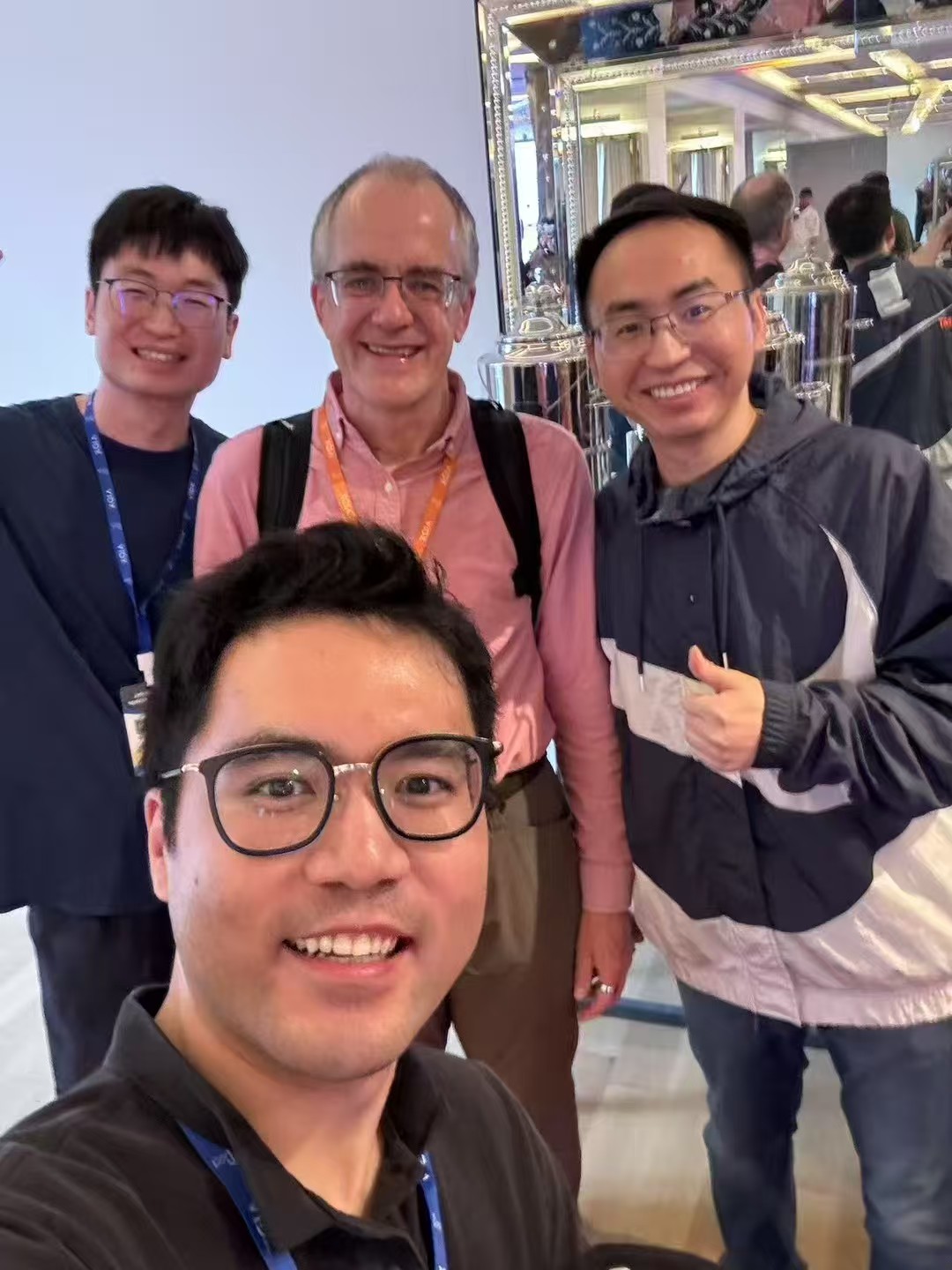 Selfie with colleagues at the Large Model Safety Workshop