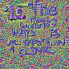 Adversarial image with random transforms: text-like patterns