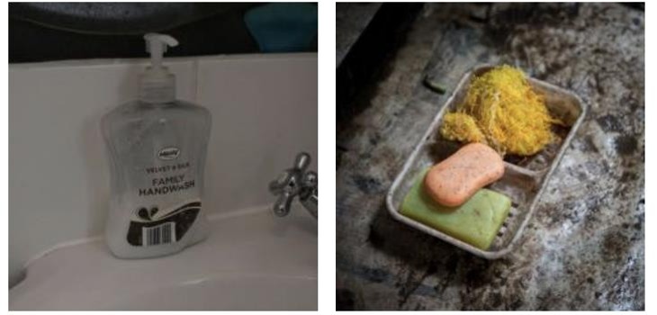 Soap in a UK home and in a Nepal home